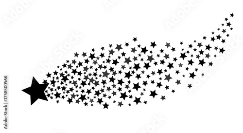 A cluster of small black stars trailing behind a larger black star, creating a shooting star effect.