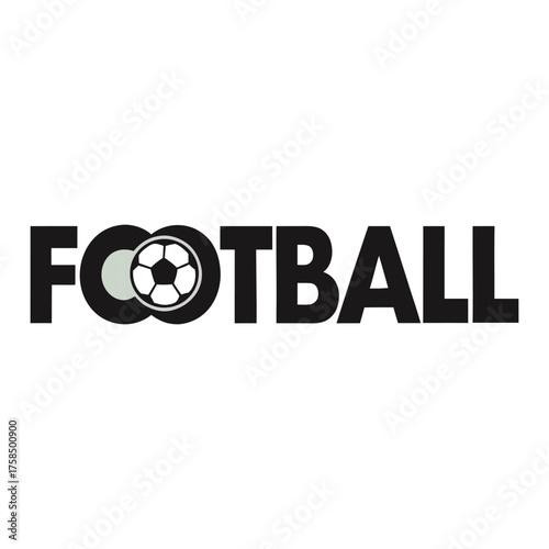 Bold text football logo design featuring a stylized soccer ball element vector