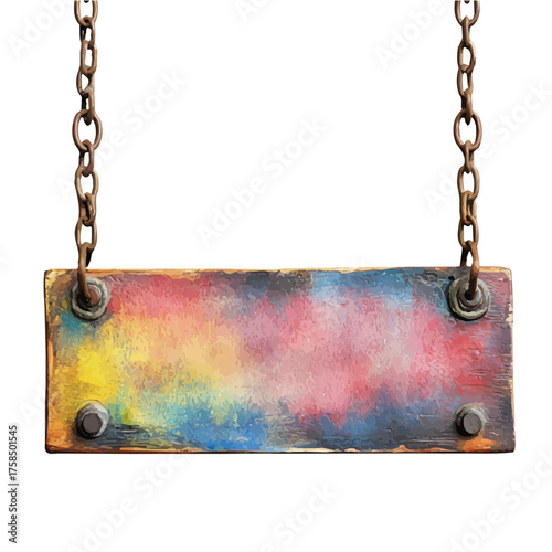 Nameplate Necklace, watercolor painting vector, isolated on a white background.