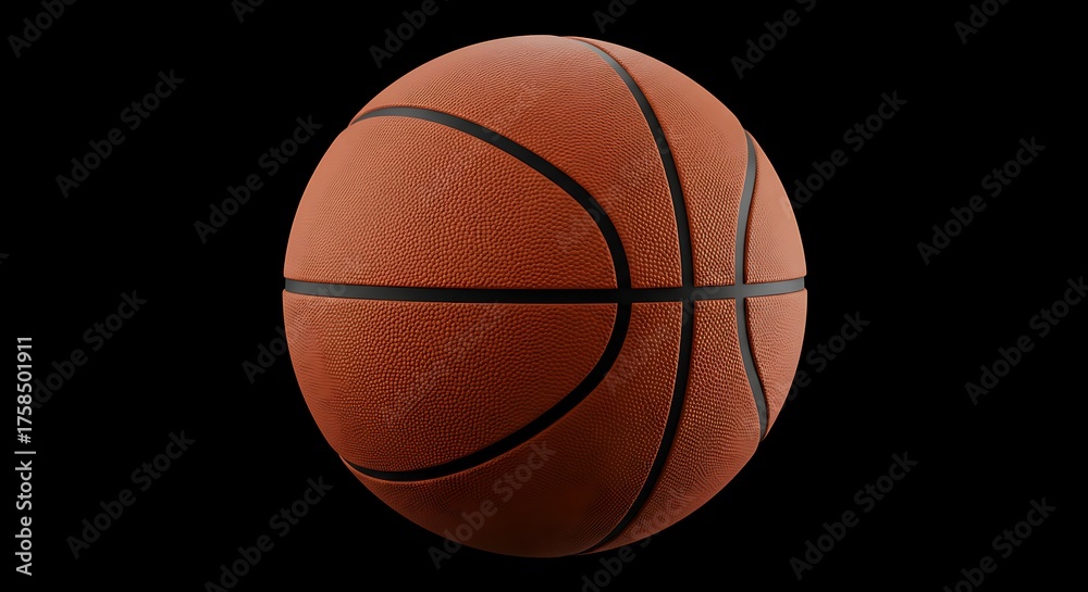 Obraz premium Orange basketball with black lines against a dark background