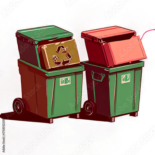 set of colorful recycle bins