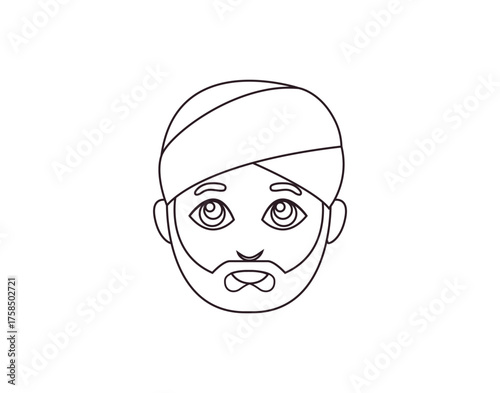 man wearing turban emoji symbol sign icon vector illustration isolated flat person head smile face smiling