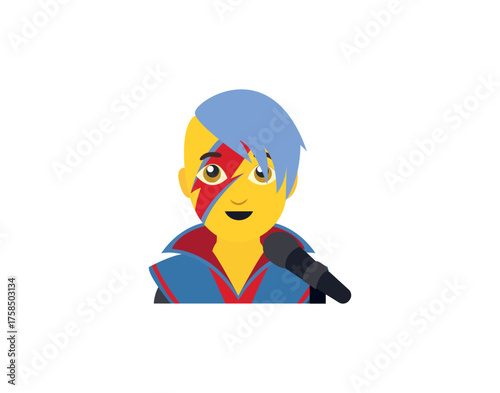 artist singer pop star music microphone sing man men male emoji symbol sign icon vector illustration isolated flat