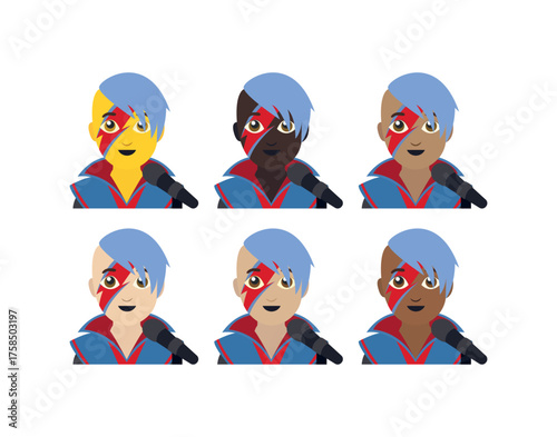 artist singer pop star music microphone sing man men male emoji symbol sign icon vector illustration isolated flat