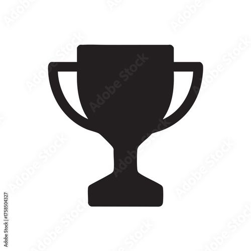 Simple black and white illustration of a classic trophy with handles