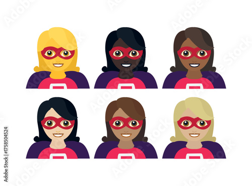 superhero woman female super hero mask masked vigilante emoji symbol sign icon vector illustration isolated flat