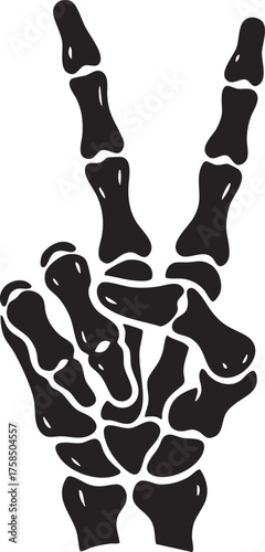 Peace Sign Skeleton Hand Cartoon Vector Illustration