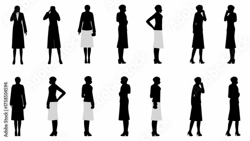 Professional woman silhouettes in business attire conveys elegance and confident career style, perfect for corporate needs