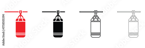 punching bag vector icon, train boxing Bag fitness equipment vector, silhouette and line art