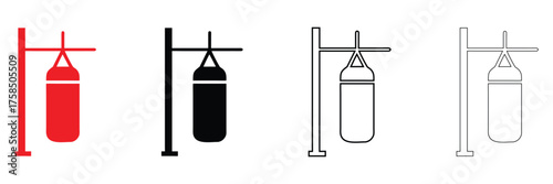 punching bag vector icon, train boxing Bag fitness equipment vector, silhouette and line art