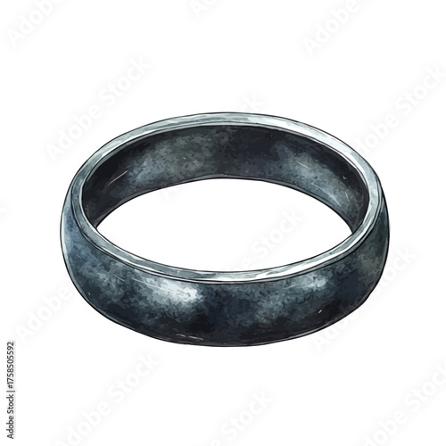 Minimalist Ring, watercolor illustration vector, isolated on a white background.