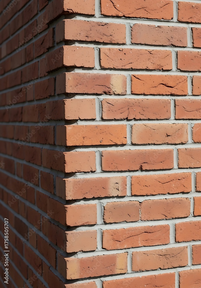 Fototapeta premium Brick wall corner with detailed texture for construction background