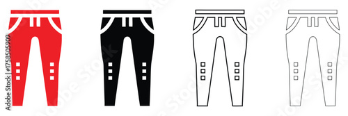 sports leggings vector icon, sport legging yoga pants icon vector, silhouette and line art