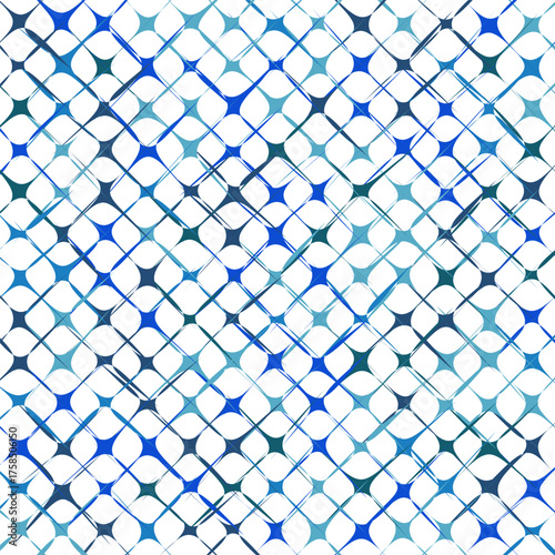 Seamless Diamond Mosaic Geometric Pattern – Blue and Teal Abstract Symmetrical Background Design