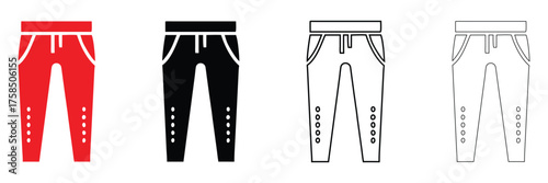 sports leggings vector icon, sport legging yoga pants icon vector, silhouette and line art