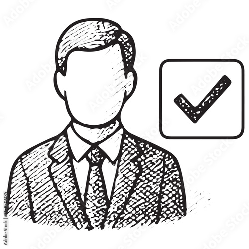 Hand-Drawn Businessman Icon for Professional Verification