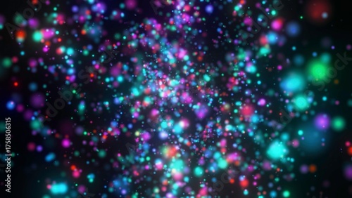 Abstract glowing colorful particles creating bokeh background