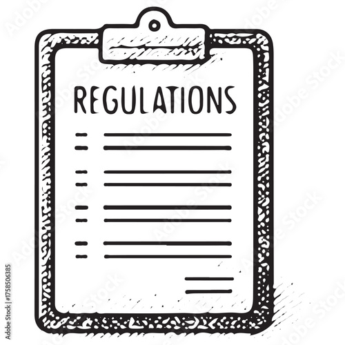 Hand-Drawn Regulations Checklist Icon for Compliance