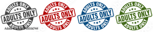 adults only stamp. adults only round stamp set isolated on white background