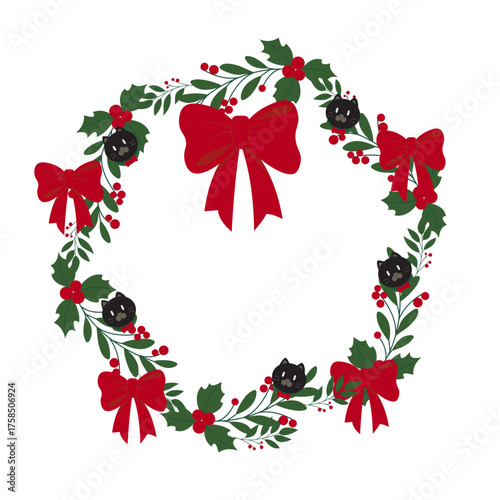 Vector illustration of a wreath for Christmas suitable as decoration, stickers, invitations, greeting cards, patterns and emoticon
