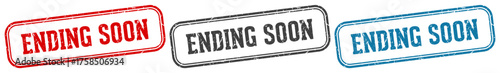 ending soon stamp. ending soon rectangular stamp set isolated on white background