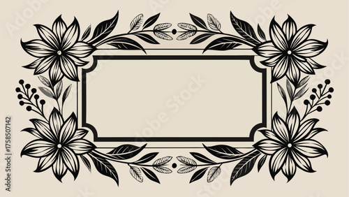 Floral frame with rectangular text area
