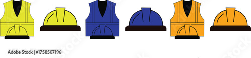 Construction worker uniform vector illustration – safety vest helmet and protective clothing design for industrial and labor concepts