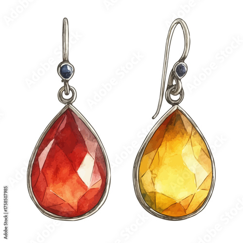 watercolor vector of Minimalist Earrings, isolated on a white background.