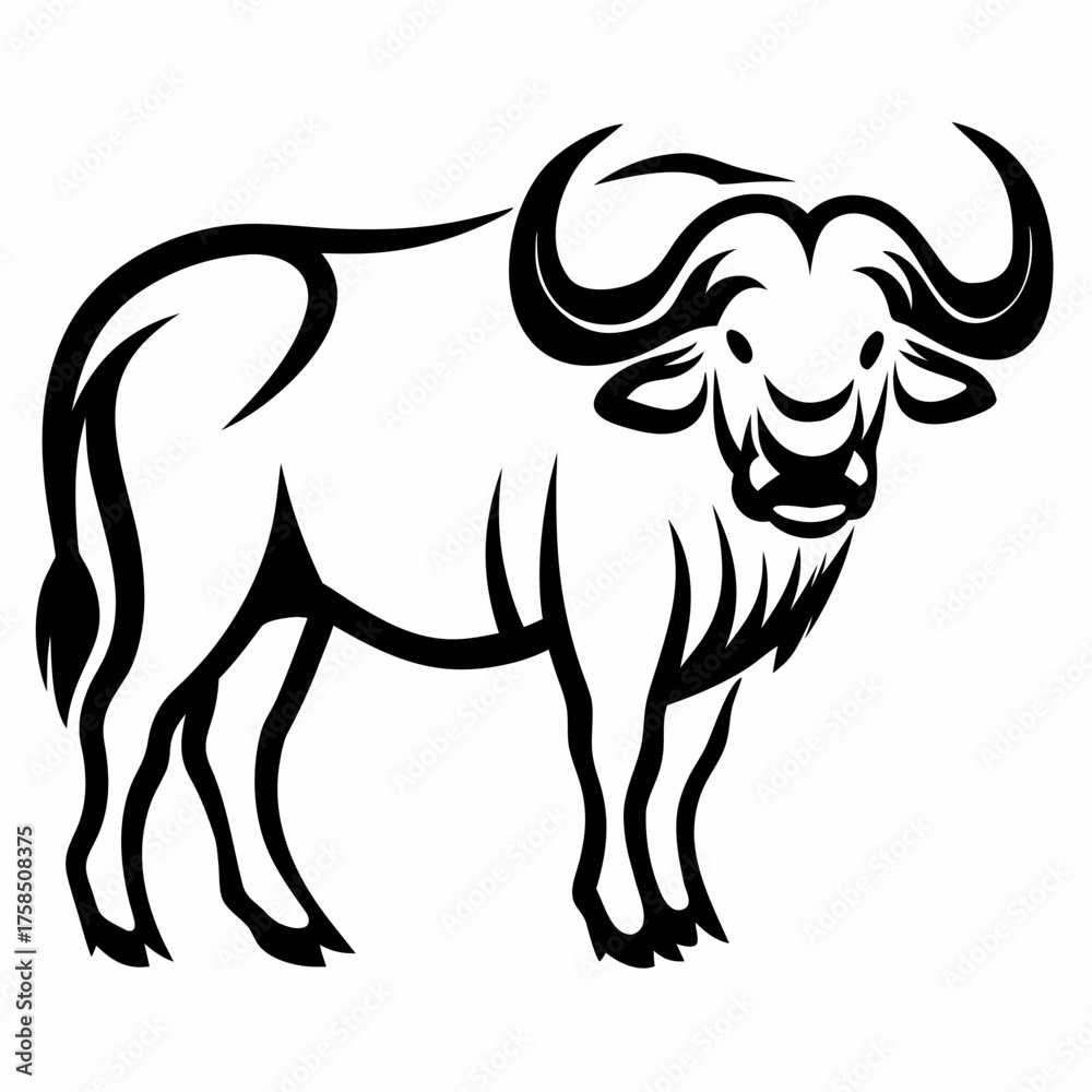 Fototapeta premium Buffalo silhouette on white background