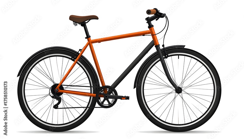Fototapeta premium Orange and Black Bicycle on White Background