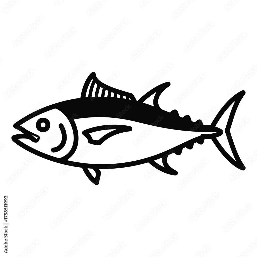 Fototapeta premium Tuna 2 silhouette vector icon set