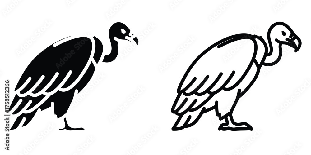 Naklejka premium Vulture 2 silhouette vector icon set