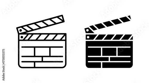 Vector art of film clapperboard vector icon in line and glyph style cinema, movie making, video production concept