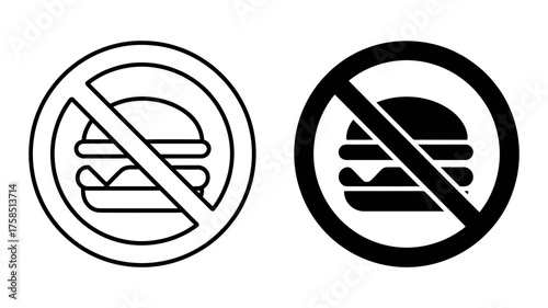 Vector art of no burger sign, symbolizing a diet restriction or a healthconscious choice against fast food consumption