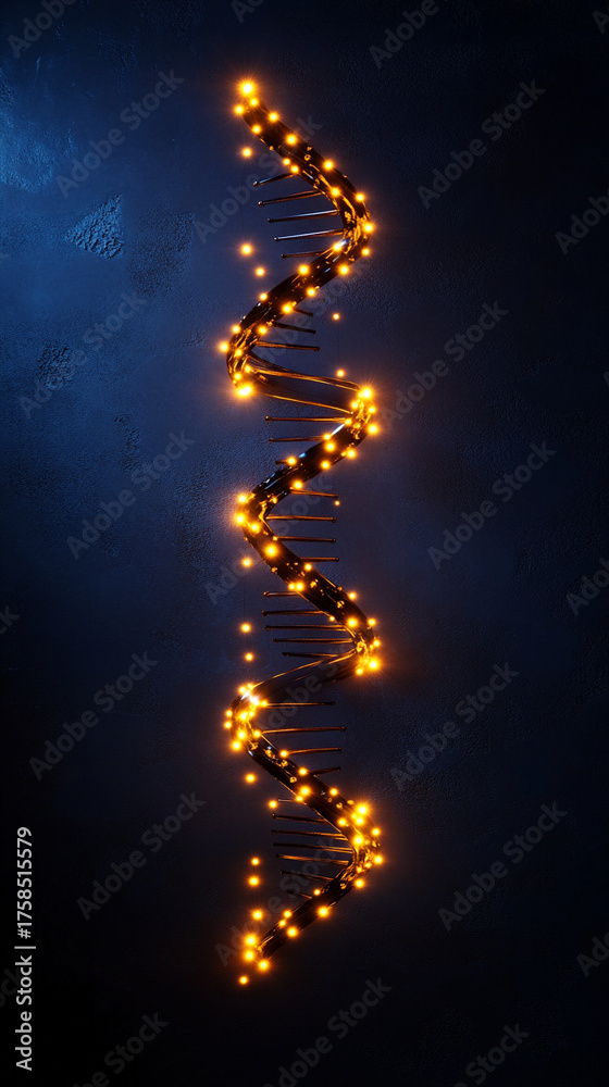 Obraz premium Minimalist DNA double helix softly glowing in a clean modern environment symbolizing biotechnology molecular science genetics and innovation in a calm futuristic hyperrealistic composition