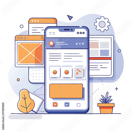 mobile first website wireframe  clean vector ui ux.eps
