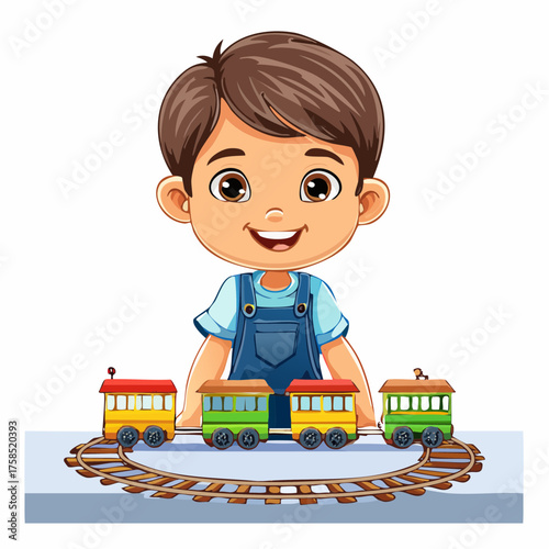 Junge mit einer Modelleisenbahn