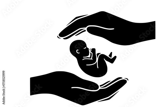 baby illustration cute silhouette hand logo kid icon child outline newborn family love infant parent care closeup new mother shape for vector graphic background