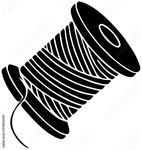 thread illustration sewing silhouette spool logo tailor icon sew outline embroidery needlework reel fashion needle craft textile pattern cotton shape adults vector graphic background