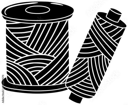 thread illustration sewing silhouette spool logo tailor icon sew outline embroidery needlework reel fashion needle craft textile pattern cotton shape adults vector graphic background