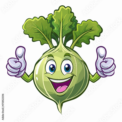 Lustiger Kohlrabi Daumen hoch