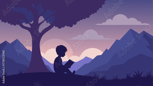 Person working on laptop in nature scene