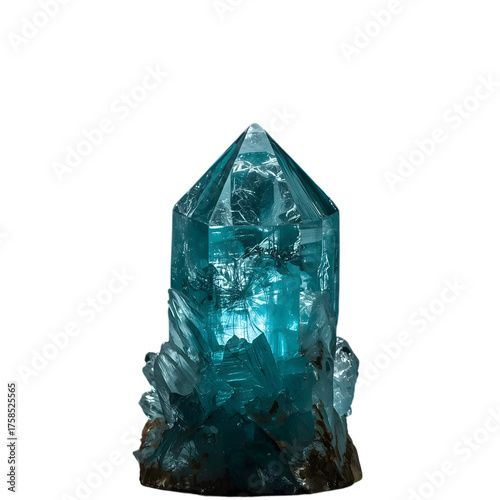 Luminous Gemstone: A captivating crystal formation glows with an ethereal light, showcasing intricate facets and pure mineral beauty. 