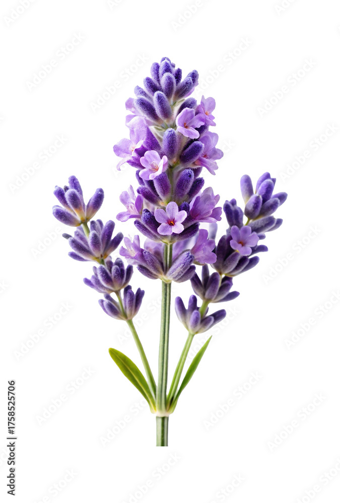 Obraz premium Close up of a fresh lavender flower in full bloom isolated