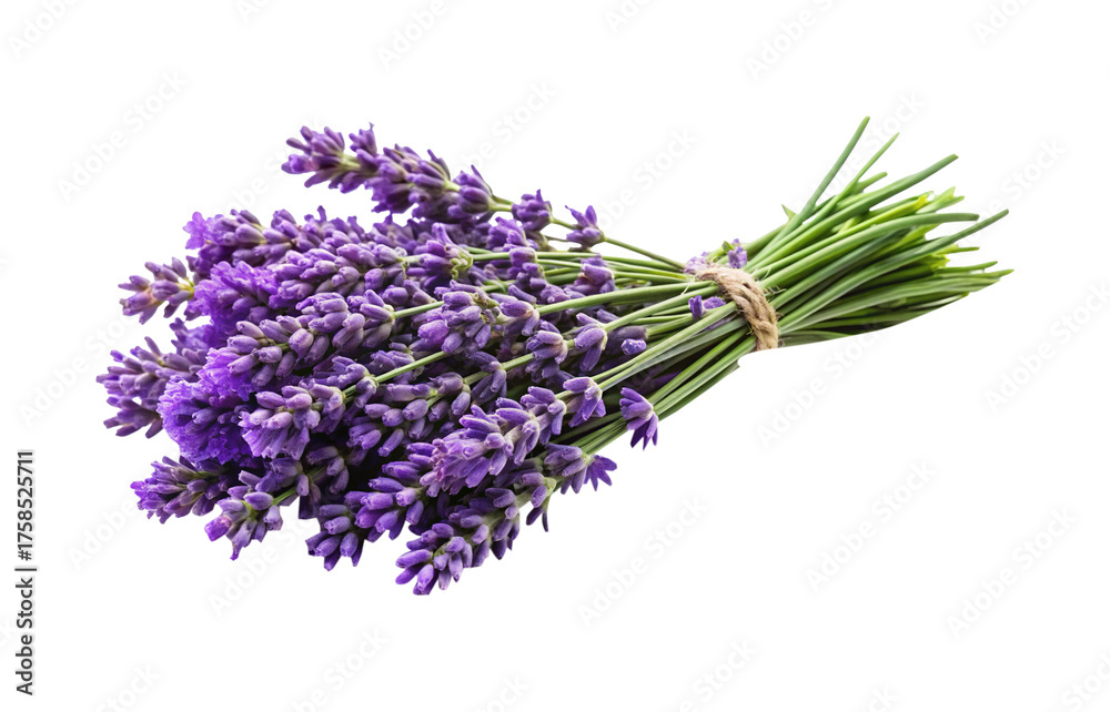 Naklejka premium A vibrant bouquet of freshly cut lavender flowers tied with natural twine