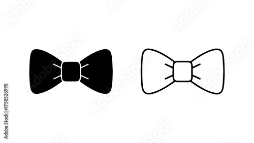 Bow ties outline and solid with transparent background