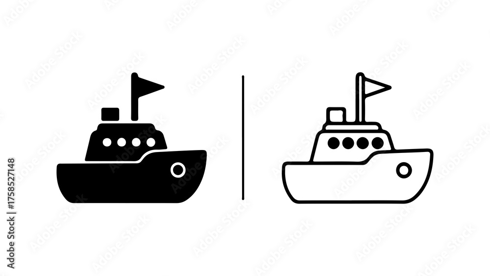 Obraz premium Toy boat icon set with transparent background