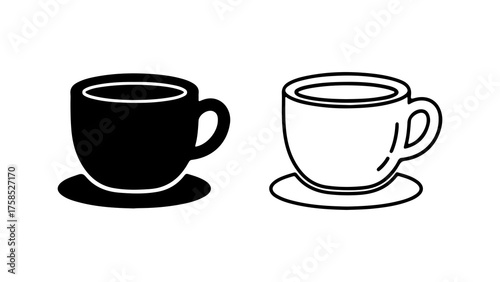 Coffee cup and saucer with transparent background