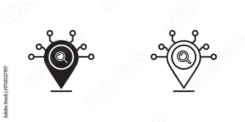 Vector art of digital location search icon symbol of finding a place using technology