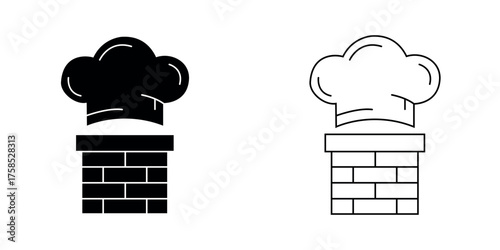 Vector art of chef hat on chimney icon symbol of restaurant, cooking and food service